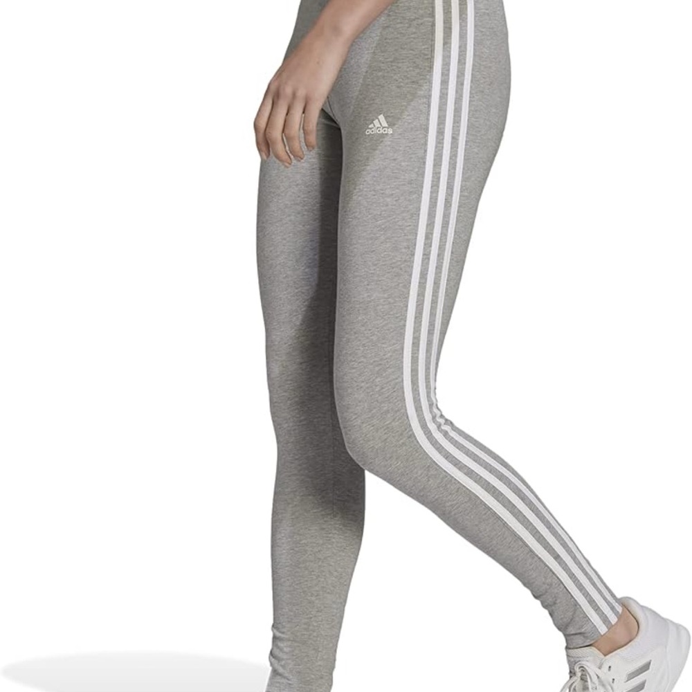 Adidas Gray Leggings with White Stripes